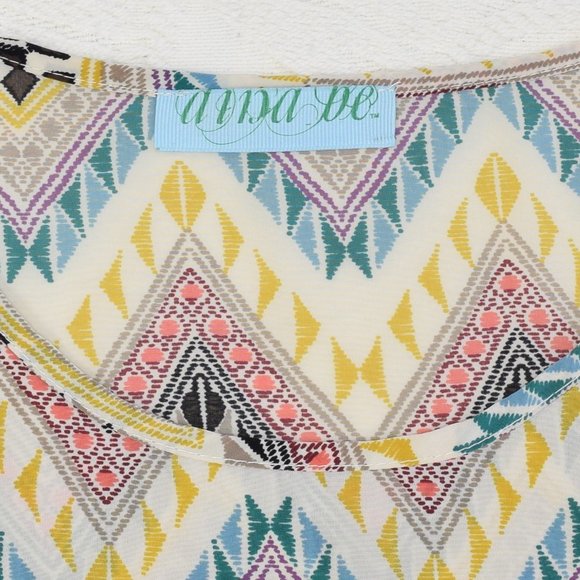 Francesca's Aina Be Rainbow Southwest Chevron Lightweight Blouse Shirt Top S - Picture 8 of 10